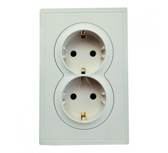 Elektros prekės. Instaliacija - kištukiniai lizdai, jungikliai ir kt.. BORA jungikliai, kištukiniai lizdai. Kištukinis lizdas dvigubas BORA kreminė 