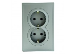 Elektros prekės. Instaliacija - kištukiniai lizdai, jungikliai ir kt.. BORA jungikliai, kištukiniai lizdai. Kištukinis lizdas dvigubas BORA pilkas 