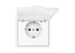 Elektros prekės. Instaliacija - kištukiniai lizdai, jungikliai ir kt.. BORA jungikliai, kištukiniai lizdai. Kištukinis lizdas su dangteliu BORA IP44 baltas 