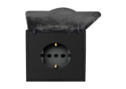 Elektros prekės. Instaliacija - kištukiniai lizdai, jungikliai ir kt.. BORA jungikliai, kištukiniai lizdai. Kištukinis lizdas su dangteliu BORA IP44 juodas 