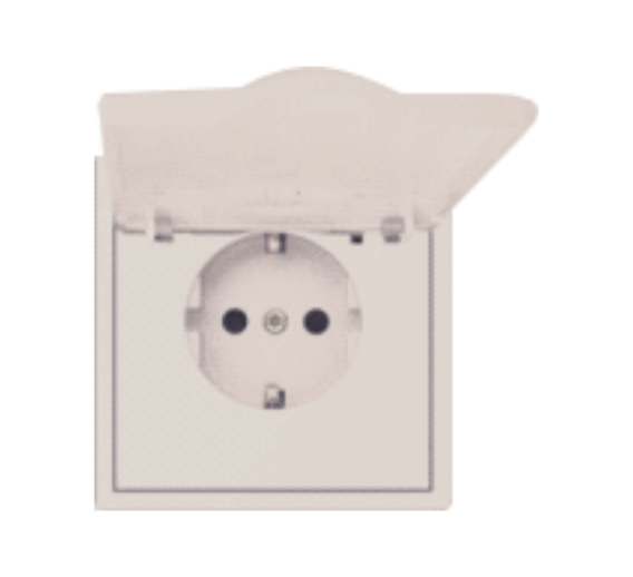 Elektros prekės. Instaliacija - kištukiniai lizdai, jungikliai ir kt.. BORA jungikliai, kištukiniai lizdai. Kištukinis lizdas su dangteliu BORA IP44 kreminė 