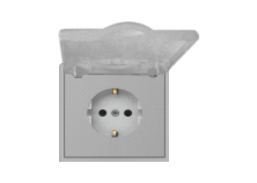 Elektros prekės. Instaliacija - kištukiniai lizdai, jungikliai ir kt.. BORA jungikliai, kištukiniai lizdai. Kištukinis lizdas su dangteliu BORA IP44 pilkas 