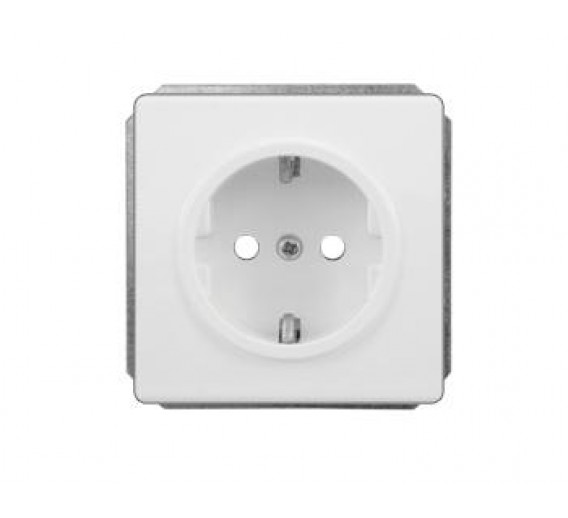 Elektros prekės. Instaliacija - kištukiniai lizdai, jungikliai ir kt.. Vilma jungikliai, kištukiniai lizdai. Vilma STANDARD ST150 baltos spalvos. Kištukinis lizdas su įžem.ir sklende, be rėmelio baltas 