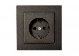 Elektros prekės. Instaliacija - kištukiniai lizdai, jungikliai ir kt.. Liregus jungikliai, kištukiniai lizdai ir kt.. Liregus EPSILON serija juodos spalvos. Kištukinis lizdas su įžem.ir užsklanda, be rėmelio antracitas 