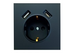 Elektros prekės. Instaliacija - kištukiniai lizdai, jungikliai ir kt.. BORA jungikliai, kištukiniai lizdai. Kištukinis lizdas +USB +C BORA juodas 