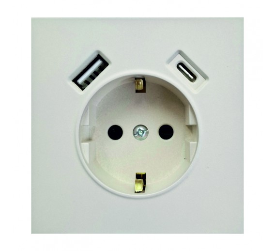 Elektros prekės. Instaliacija - kištukiniai lizdai, jungikliai ir kt.. BORA jungikliai, kištukiniai lizdai. Kištukinis lizdas +USB +C BORA kreminis 