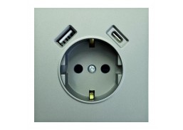 Elektros prekės. Instaliacija - kištukiniai lizdai, jungikliai ir kt.. BORA jungikliai, kištukiniai lizdai. Kištukinis lizdas +USB +C BORA pilkas 