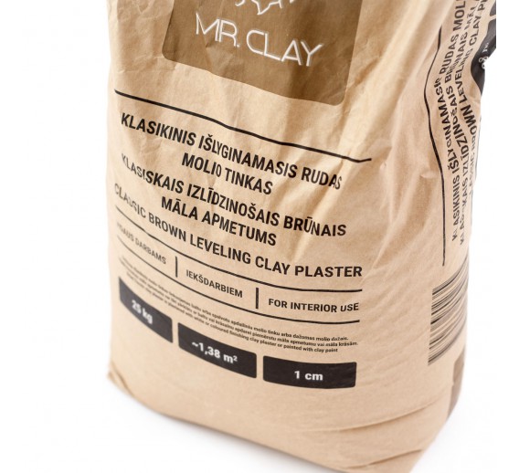 Statybinės medžiagos. Mišiniai. Cementinis ir molio tinkas. Klasikinis molio tinkas 25kg 
