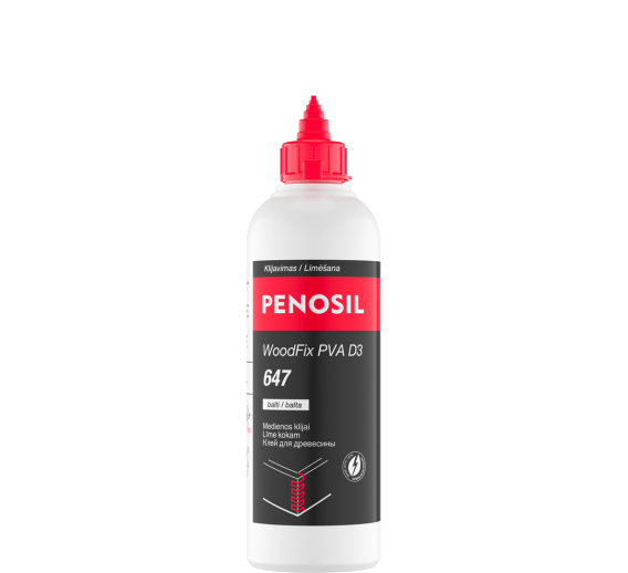 Dažai. Glaistas, gruntas, klijai, skiedikliai. Klijai. Klijai medžiui Penosil WoodFix 647 D3, 500 ml 