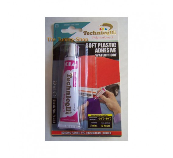 Dažai. Glaistas, gruntas, klijai, skiedikliai. Klijai. Klijai minkštam plastikui TECHNICOLL R-334, 20 ml 