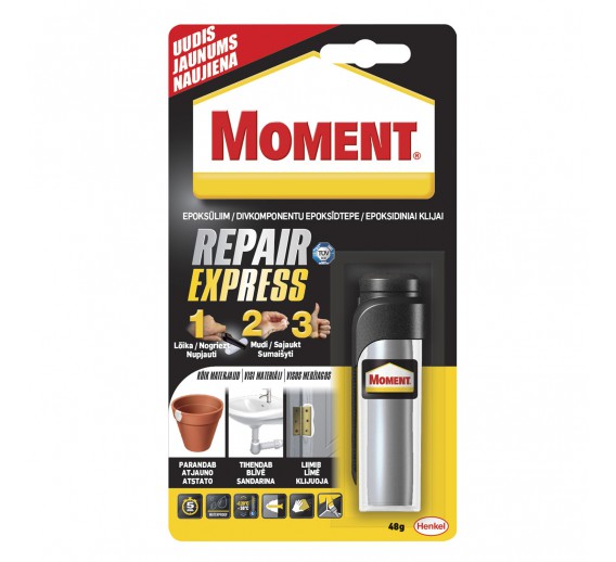 Dažai. Glaistas, gruntas, klijai, skiedikliai. Klijai. Klijai MOMENT repair express, 48g 