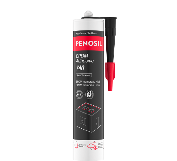 Dažai. Glaistas, gruntas, klijai, skiedikliai. Klijai. Klijai Penosil EPDM 740 hibridiniai juodi 290 ml 