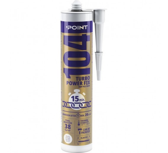 Dažai. Glaistas, gruntas, klijai, skiedikliai. Klijai. Klijai POINT 104 Turbo Power fix balti 290ml 