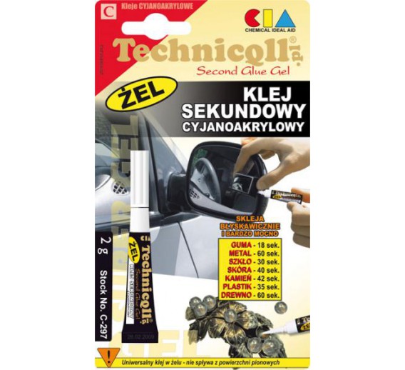 Dažai. Glaistas, gruntas, klijai, skiedikliai. Klijai. Klijai sekundiniai TECHNICQLL 204/U15, 2 g 