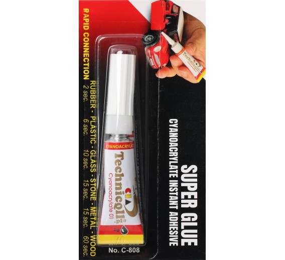 Dažai. Glaistas, gruntas, klijai, skiedikliai. Klijai. Klijai sekundiniai TECHNICQLL C-808/P, 2 g