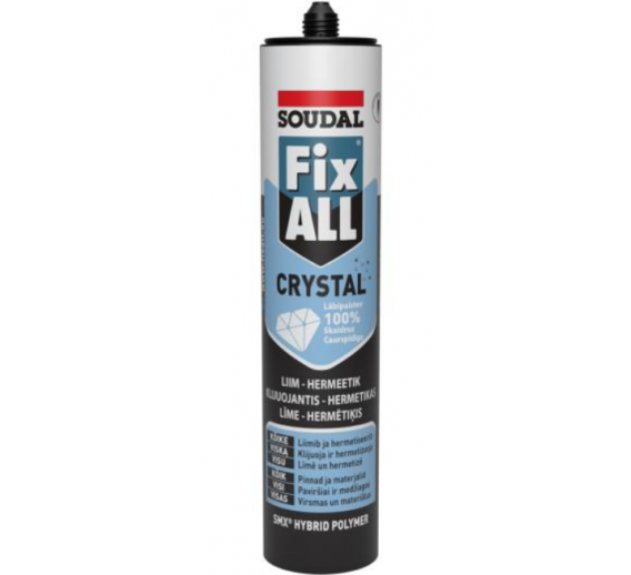 Dažai. Glaistas, gruntas, klijai, skiedikliai. Klijai. Klijai Soudal Fix all bespalviai 290 ml 