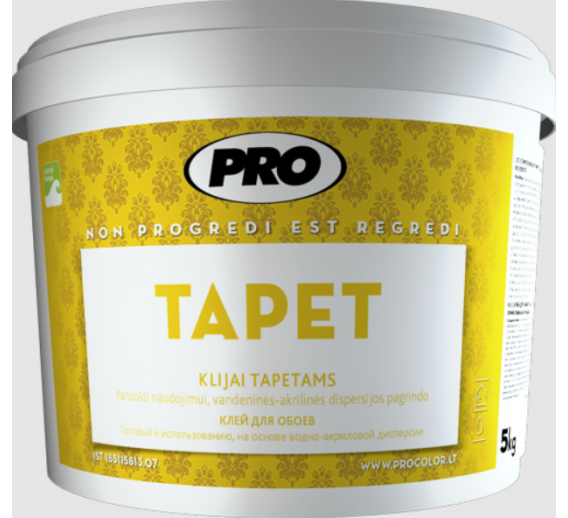 Vidaus apdailos prekės. Sienų apdailos medžiagos. Tapetai. Tapetų klijai. Klijai Tapet Pro 5 kg 