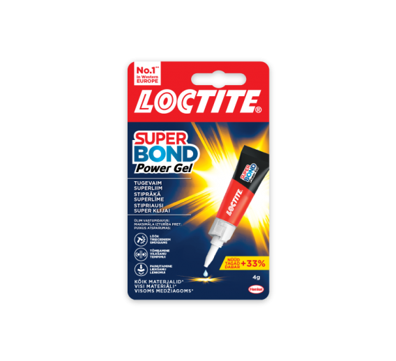 Dažai. Glaistas, gruntas, klijai, skiedikliai. Klijai. Klijai universalūs Loctite Super Bond Power Gel 4 gr 