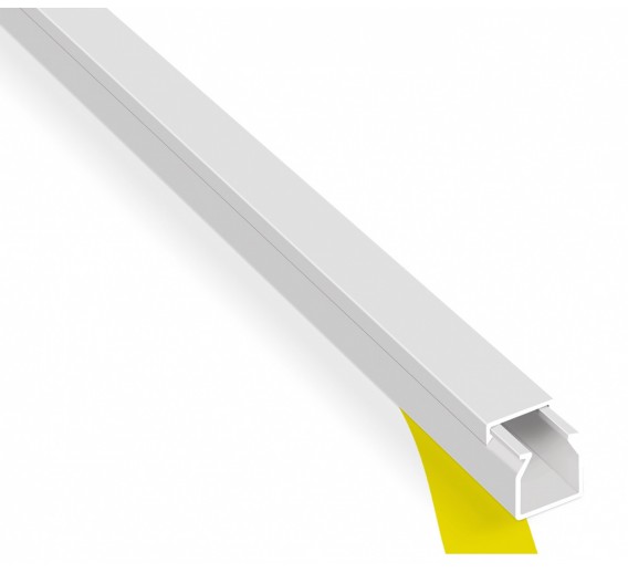 Elektros prekės. Instaliacinės medžiagos, gofros, dėžutės. Instaliaciniai kanalai. Klijuojamas kanalas kabeliams 12x12 mm, baltas, 2m