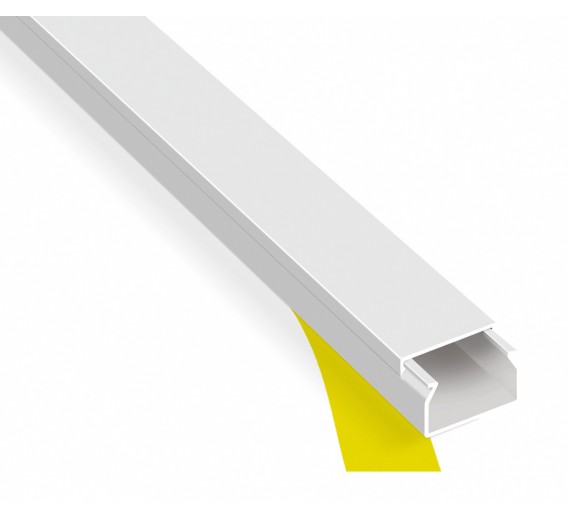 Elektros prekės. Instaliacinės medžiagos, gofros, dėžutės. Instaliaciniai kanalai. Klijuojamas kanalas kabeliams 20x10 mm, baltas, 2m