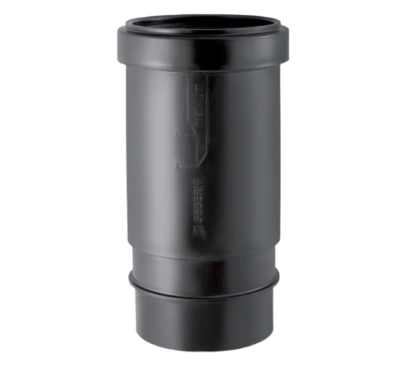 Santechnikos prekės. Lauko kanalizacija, drenažas, pralaidos vamzdžiai. Lauko kanalizacijos fasoninės dalys. Lauko kanalizacijos movos, pereinamosios jungtys. Kompensacinė mova PE Geberit