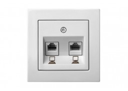 Elektros prekės. Instaliacija - kištukiniai lizdai, jungikliai ir kt.. Liregus jungikliai, kištukiniai lizdai ir kt.. Liregus EPSILON serija baltos spalvos. Kompiuterio lizdas 2-vietis, be rėmelio 