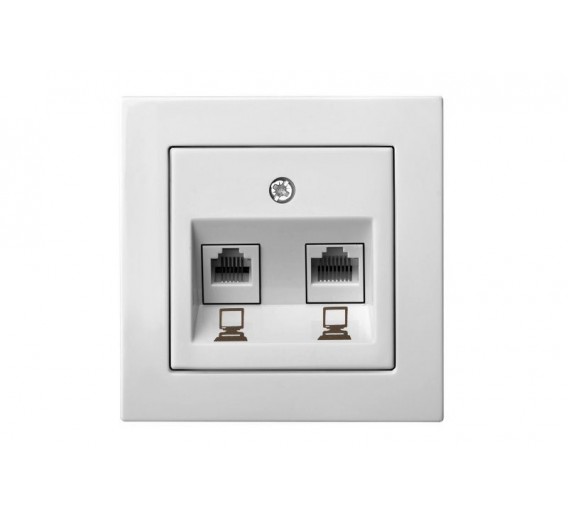 Elektros prekės. Instaliacija - kištukiniai lizdai, jungikliai ir kt.. Liregus jungikliai, kištukiniai lizdai ir kt.. Liregus EPSILON serija baltos spalvos. Kompiuterio lizdas 2-vietis, be rėmelio 