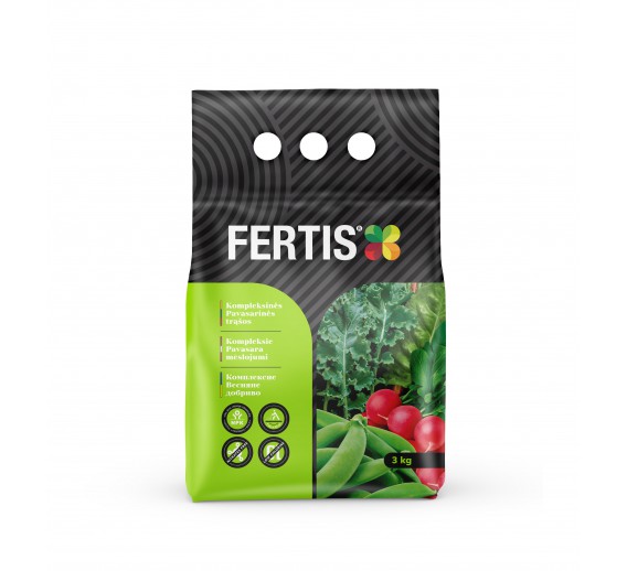 Sodo ir daržo prekės. Trąšos ir durpių substratai. Trąšos. Birios trąšos. Kompleksinės pavasarinės trąšos FERTIS 3 kg 