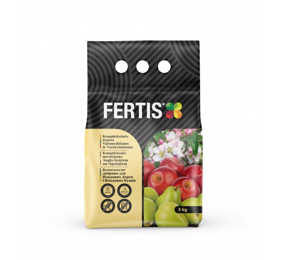 Sodo ir daržo prekės. Trąšos ir durpių substratai. Trąšos. Birios trąšos. Kompleksinės trąšos vaismedžiams ir vaiskrūmiams FERTIS 3 kg 