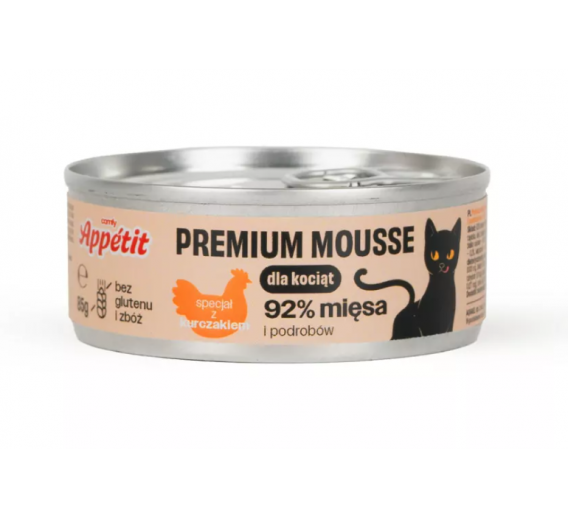 Gyvūnų prekės. Gyvūnėlių priežiūros priemonės. Naminių gyvūnų maistas. Konservai kačiukams su vištiena COMFY APPETIT 85g 