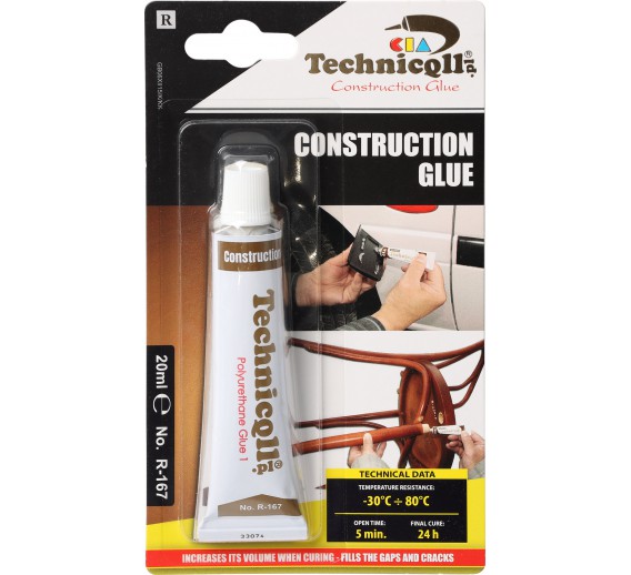 Dažai. Glaistas, gruntas, klijai, skiedikliai. Klijai. Konstrukciniai klijai TECHNICQLL 167/U09 bespalviai 20 ml