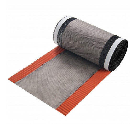 Statybinės medžiagos. Stogo dangos. Stogo plėvelės. Sandarinimo juosta stogui ir kaminui. Kraigo juosta Parotec Veltec 300mmx5m molio spalvos RAL8004 