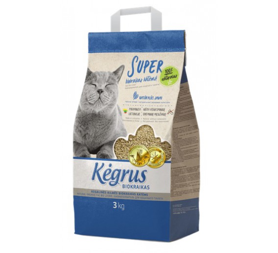 Gyvūnų prekės. Gyvūnėlių priežiūros priemonės. Kraikas naminiams gyvūnams, tualetai gyvūnams. Kraikas katėms Kėgrus 6l/3kg 