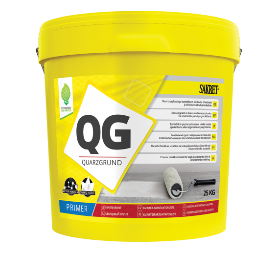 Dažai. Glaistas, gruntas, klijai, skiedikliai. Gruntai. Gruntas betonui, plokštėms. Kvarcinis gruntas Sakret QG, 25 kg 