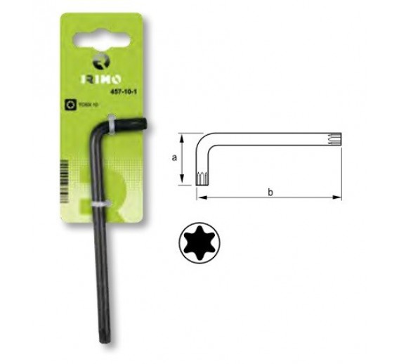 Darbo įrankiai. Mechaniniai įrankiai. Raktai, terkšlės, sukimo galvutės. TORX raktai. L-formos raktas Torx T27 21x105 mm Irimo 