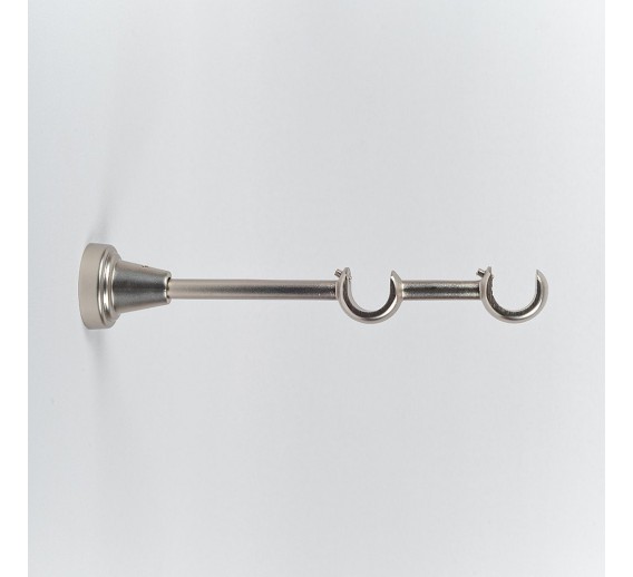 Vidaus apdailos prekės. Kitos apdailos medžiagos. Karnizai. Metaliniai karnizai ir jų detalės. Karnizų laikikliai. Laikiklis karnizui NOVA19/19 mm dvigubas šv.mat.sidabro L20 