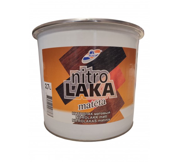 Dažai. Medienos apsaugos ir dekoravimo priemonės. Lakas. Lakas baldams Nitro, matinis, 2,7 l 