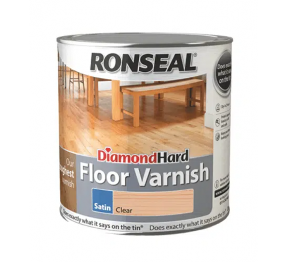 Dažai. Medienos apsaugos ir dekoravimo priemonės. Lakas. Lakas grindims bespalvis pusiau matinis RONSEAL DIAMOND 2.5l 