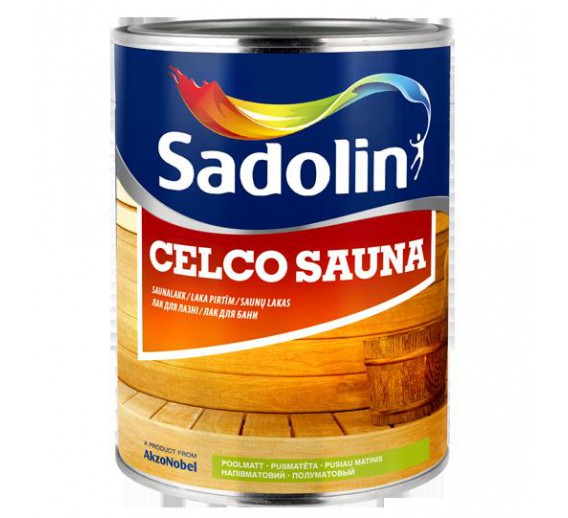 Dažai. Medienos apsaugos ir dekoravimo priemonės. Lakas. Lakas pirtims CELCO SAUNA Sadolin 1l 