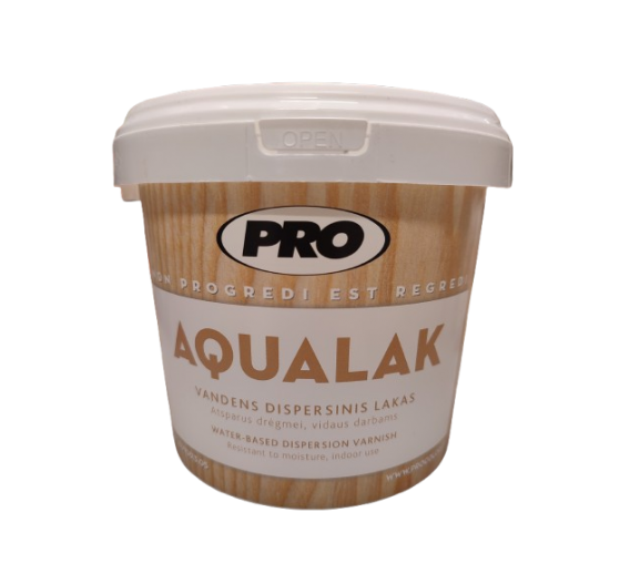 Dažai. Medienos apsaugos ir dekoravimo priemonės. Lakas. Lakas PRO AQUALAK blizgus 0,9l 