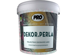 Dažai. Glaistas, gruntas, klijai, skiedikliai. Glaistai. Dekoratyvinis glaistas. Lakas PRO DEKOR PERLA 0.25 kg sidabrinis 