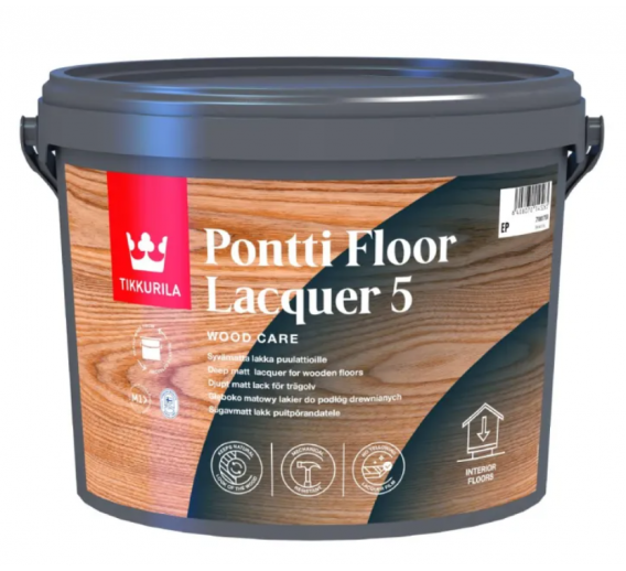 Dažai. Medienos apsaugos ir dekoravimo priemonės. Lakas. Lakas Tikkurila Pontti Floor Lacquer 5 2.7l 