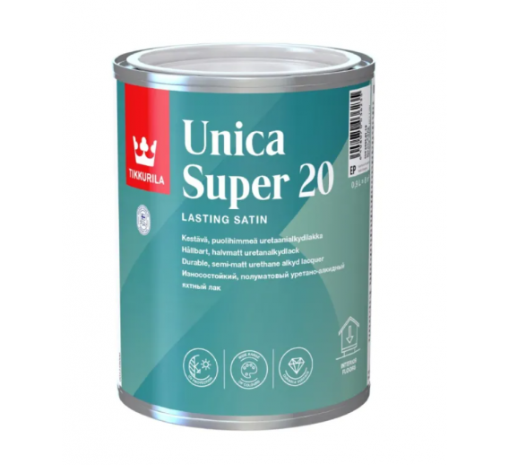 Dažai. Medienos apsaugos ir dekoravimo priemonės. Lakas. Lakas TIKKURILA UNICA SUPER 20 pusiau matinis 900 ml