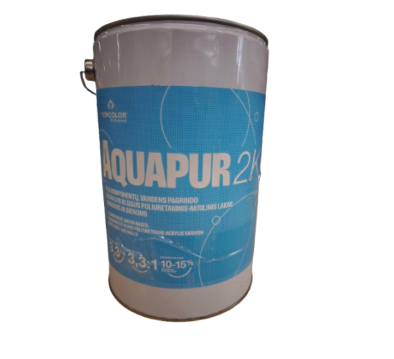Dažai. Medienos apsaugos ir dekoravimo priemonės. Lakas. Lakas Topcolor Aquapur 2K 3.3kg 