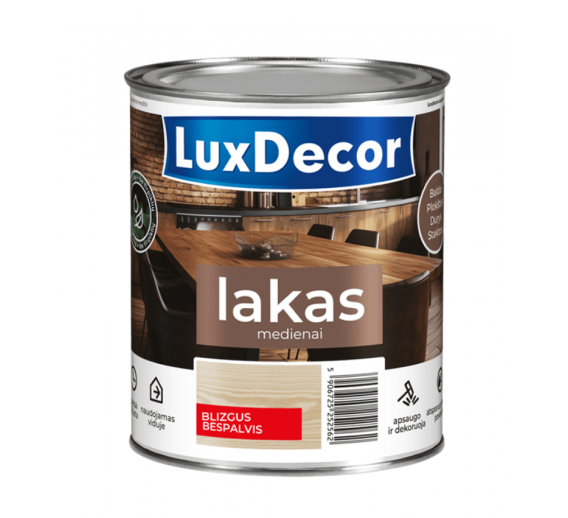 Dažai. Medienos apsaugos ir dekoravimo priemonės. Lakas. Lakas vidaus darbams Primacol bespalvis blizgus 0,75l 