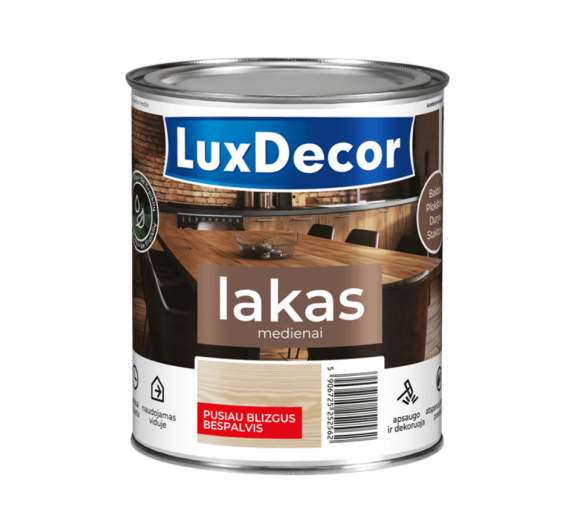 Dažai. Medienos apsaugos ir dekoravimo priemonės. Lakas. Lakas vidaus darbams Primacol bespalvis pusiau blizgus 2.2l 