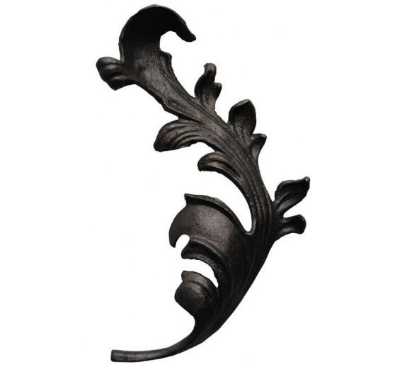 Metalų gaminiai . Dekoratyviniai metalo elementai ir ruošiniai. Dangteliai, dekoro elementai. Lapelis EB 270x110 mm, kairys