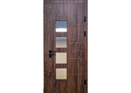 Vidaus apdailos prekės. Durys, jų dalys. Durys. Lauko durys, buto durys. Lauko durys MAGDA T2-128 850x2050 bronz. ąžuol. su stiklu 