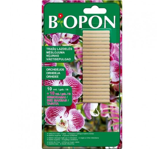 Sodo ir daržo prekės. Trąšos ir durpių substratai. Trąšos. Birios trąšos. Lazdelės Orchidėjoms Biopon, 10vnt