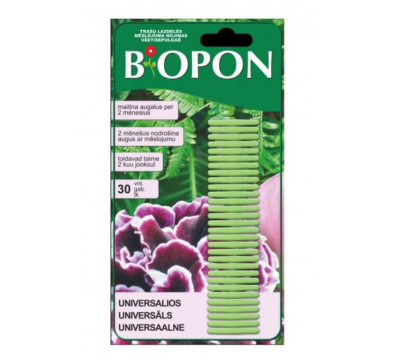 Sodo ir daržo prekės. Trąšos ir durpių substratai. Trąšos. Birios trąšos. Lazdelės trąšos universalios Biopon, 30vnt 